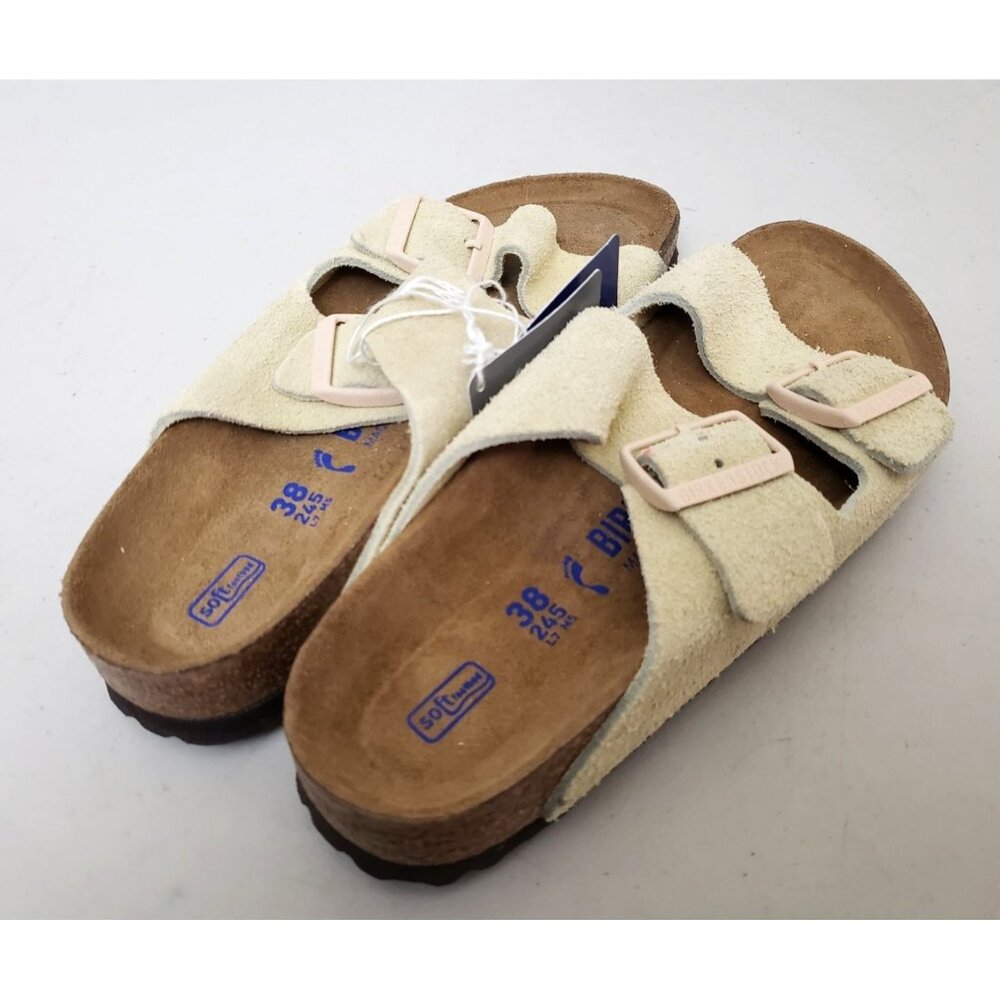 Birkenstock Arizona Soft Footbed Almond Suede Sandals Size 38 Narrow - Picture 3 of 8